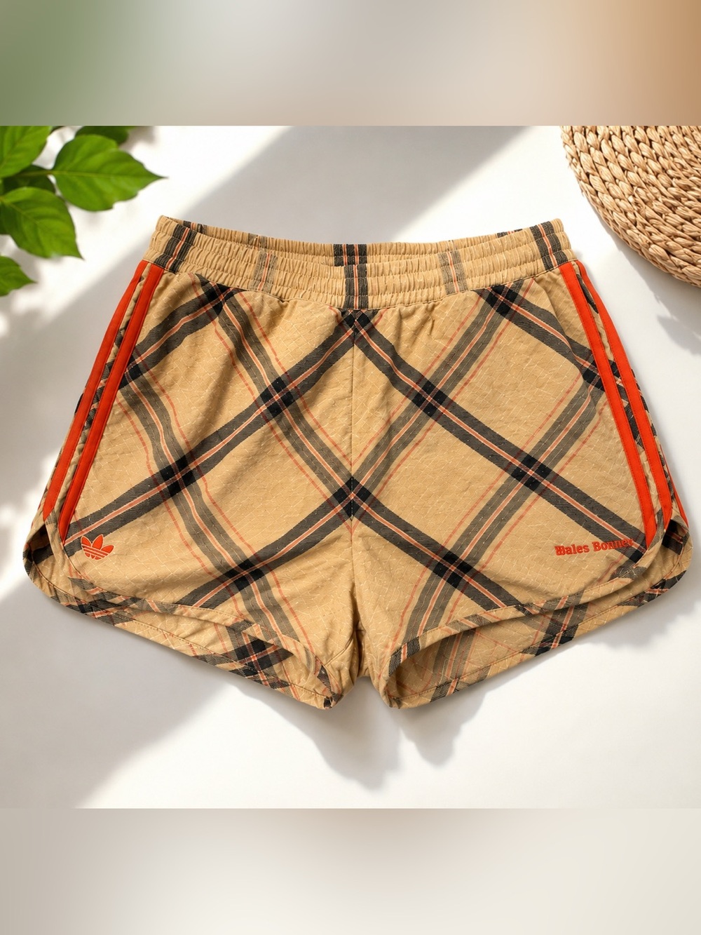 Adidas x Wales Bonner Plaid Running Shorts Men’s Medium Rare Orange Stripe